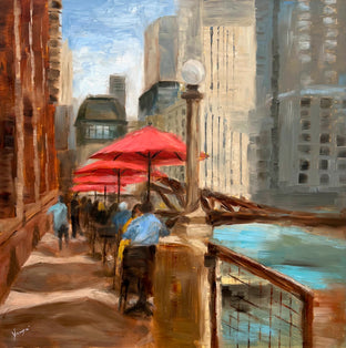 Original art for sale at UGallery.com | Lunch by the River by Yangzi Xu | $400 | oil painting | 12' h x 12' w | photo 1