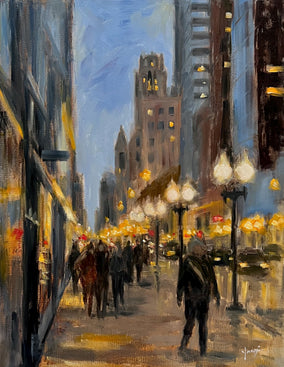Original art for sale at UGallery.com | Michigan Ave by Yangzi Xu | $400 | oil painting | 14' h x 11' w