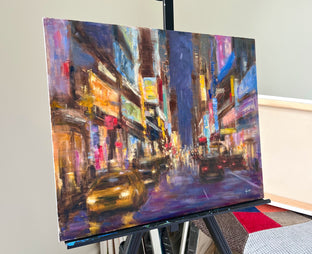 NYC Night by Yangzi Xu |  Side View of Artwork 