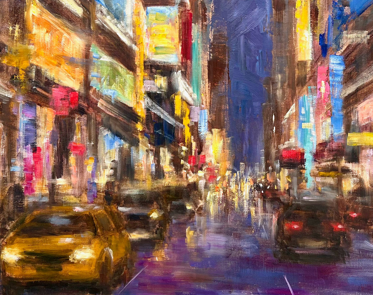 NYC Night by Yangzi Xu |  Closeup View of Artwork 