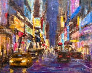 Original art for sale at UGallery.com | NYC Night by Yangzi Xu | $675 | oil painting | 16' h x 20' w | photo 1