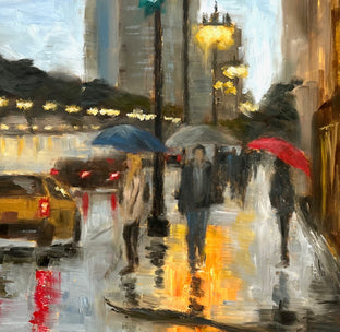 Rainy Afternoon on Michigan Ave by Yangzi Xu |   Closeup View of Artwork 