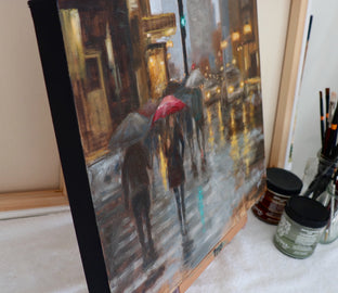 Original art for sale at UGallery.com | Rainy Afternoon on Wacker Dr. by Yangzi Xu | $750 | oil painting | 16' h x 20' w | photo 2