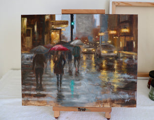 Original art for sale at UGallery.com | Rainy Afternoon on Wacker Dr. by Yangzi Xu | $750 | oil painting | 16' h x 20' w | photo 3