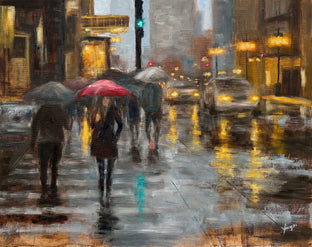 Original art for sale at UGallery.com | Rainy Afternoon on Wacker Dr. by Yangzi Xu | $750 | oil painting | 16' h x 20' w | photo 1
