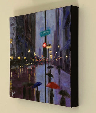 The Umbrellas on Michigan Ave by Yangzi Xu |  Side View of Artwork 