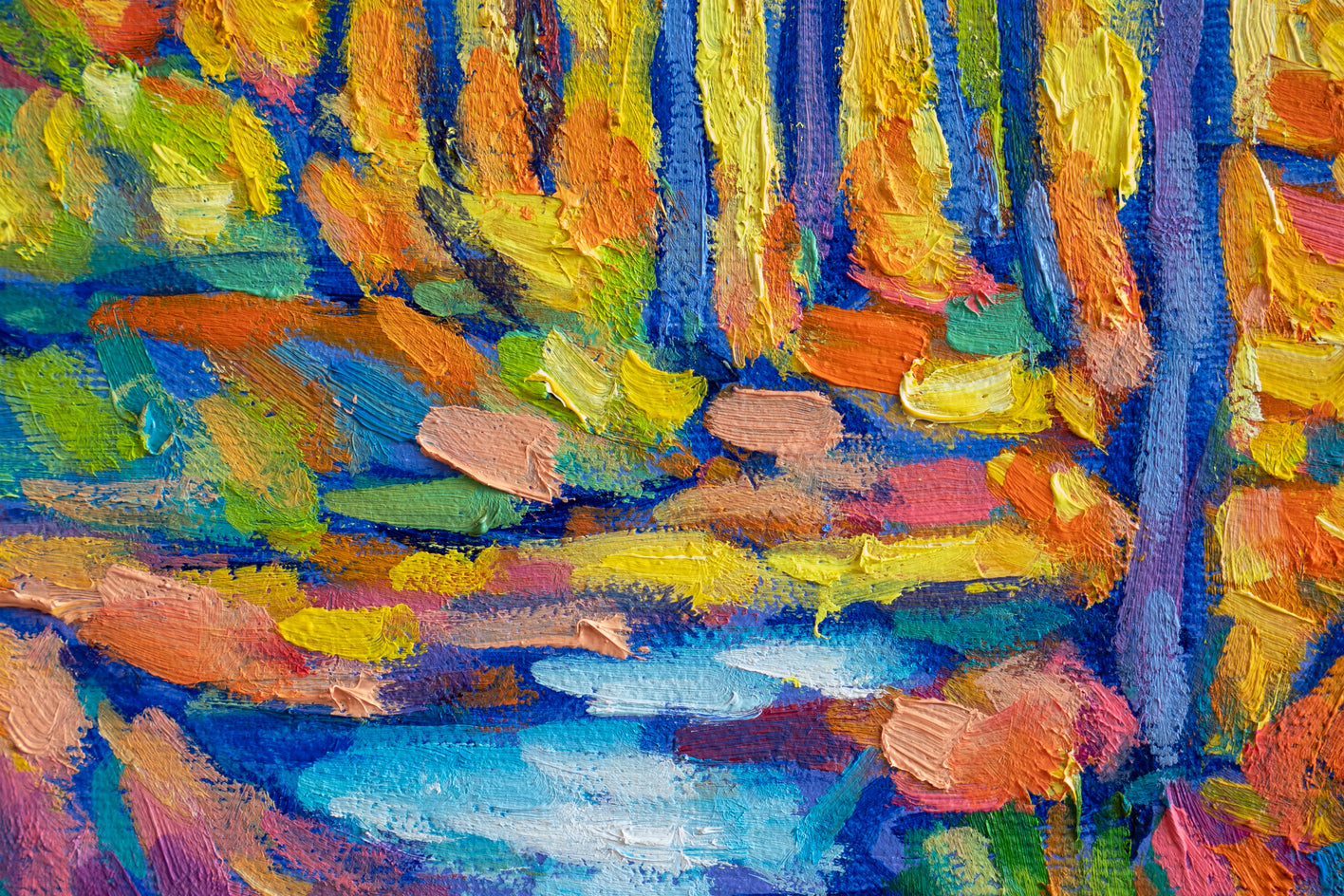 Autumn Stream by Tao Bai |  Closeup View of Artwork 