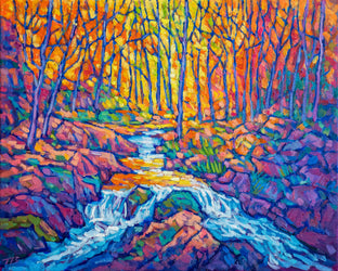 Original art for sale at UGallery.com | Autumn Stream by Tao Bai | $700 | oil painting | 16' h x 20' w | photo 1