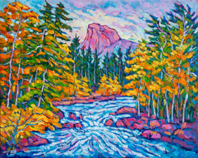 Original art for sale at UGallery.com | Canyon Stream by Tao Bai | $650 | oil painting | 16' h x 20' w