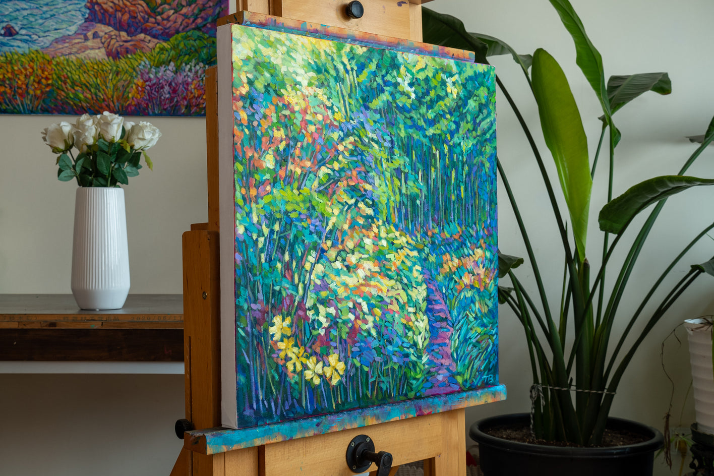 Path in the Garden by Tao Bai |  Side View of Artwork 