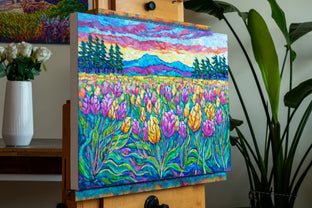 Sunset Tulips by Tao Bai |  Side View of Artwork 