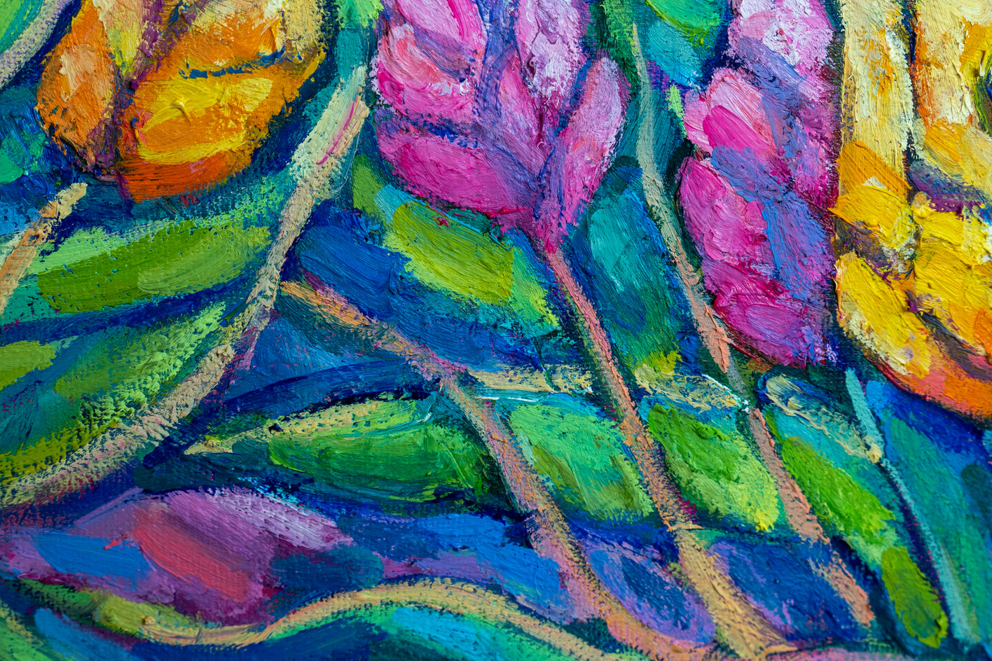 Sunset Tulips by Tao Bai |  Closeup View of Artwork 