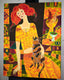 Original art for sale at UGallery.com | Bright Cheerful Night by Yelena Sidorova | $1,600 | mixed media artwork | 30' h x 24' w | thumbnail 3