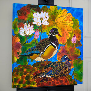 Original art for sale at UGallery.com | Colorful Ducks by Yelena Sidorova | $1,400 | mixed media artwork | 24' h x 24' w | photo 3