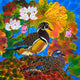 Original art for sale at UGallery.com | Colorful Ducks by Yelena Sidorova | $1,400 | mixed media artwork | 24' h x 24' w | thumbnail 1