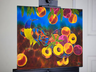 Fairytale Bird and Peaches by Yelena Sidorova |  Context View of Artwork 