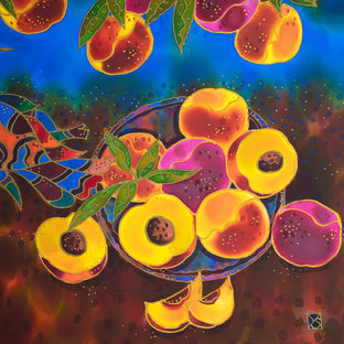 Fairytale Bird and Peaches by Yelena Sidorova |   Closeup View of Artwork 