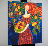 Original art for sale at UGallery.com | Harvest Time. Colorado Peaches by Yelena Sidorova | $1,800 | mixed media artwork | 30' h x 30' w | thumbnail 3