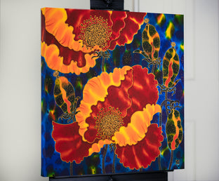 Original art for sale at UGallery.com | Poppies-3 by Yelena Sidorova | $1,200 | mixed media artwork | 24' h x 24' w | photo 3