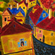 Original art for sale at UGallery.com | Red Roofs Prague - 3 by Yelena Sidorova | $2,375 | mixed media artwork | 30' h x 40' w | thumbnail 4