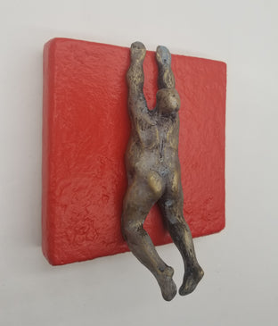 Original art for sale at UGallery.com | Small Being Climber on Red (Series 2/50) by Yelitza Diaz | $325 | mixed media artwork | 7' h x 6' w | photo 2