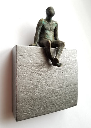 Original art for sale at UGallery.com | Small Being Sitting on Silver by Yelitza Diaz | $275 | mixed media artwork | 10.5' h x 7' w | photo 2