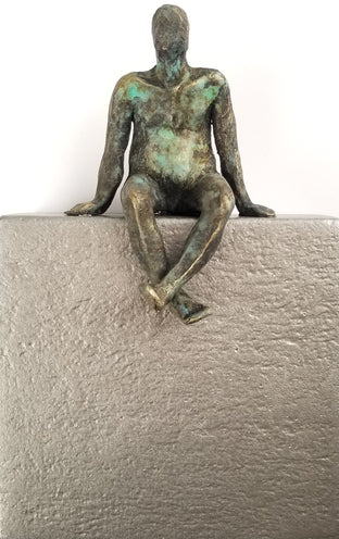 Original art for sale at UGallery.com | Small Being Sitting on Silver by Yelitza Diaz | $275 | mixed media artwork | 10.5' h x 7' w | photo 1