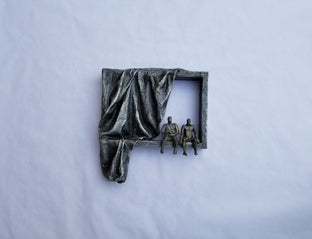 Small Beings on Window with Silver Curtain by Yelitza Diaz |  Context View of Artwork 