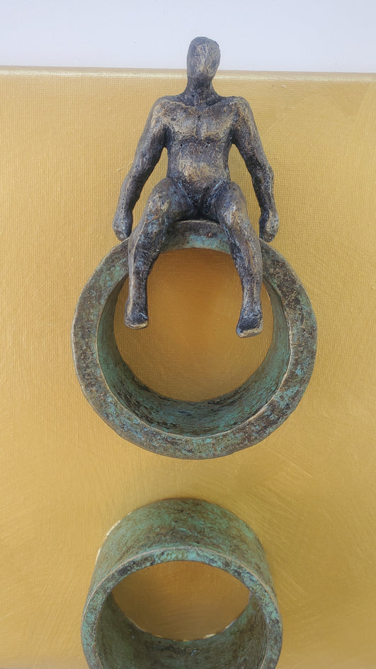 OO Man on Gold by Yelitza Diaz |  Closeup View of Artwork 