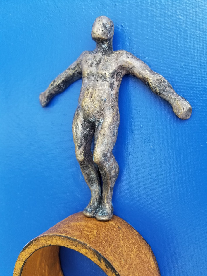 Balance on Blue, Ochre. by Yelitza Diaz |  Closeup View of Artwork 