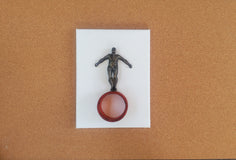 Original art for sale at UGallery.com | Balance on White, Red by Yelitza Diaz | $450 | mixed media artwork | 12' h x 9' w | thumbnail 3