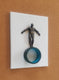 Original art for sale at UGallery.com | Balance on White, Turquoise. by Yelitza Diaz | $450 | mixed media artwork | 12' h x 9' w | thumbnail 2