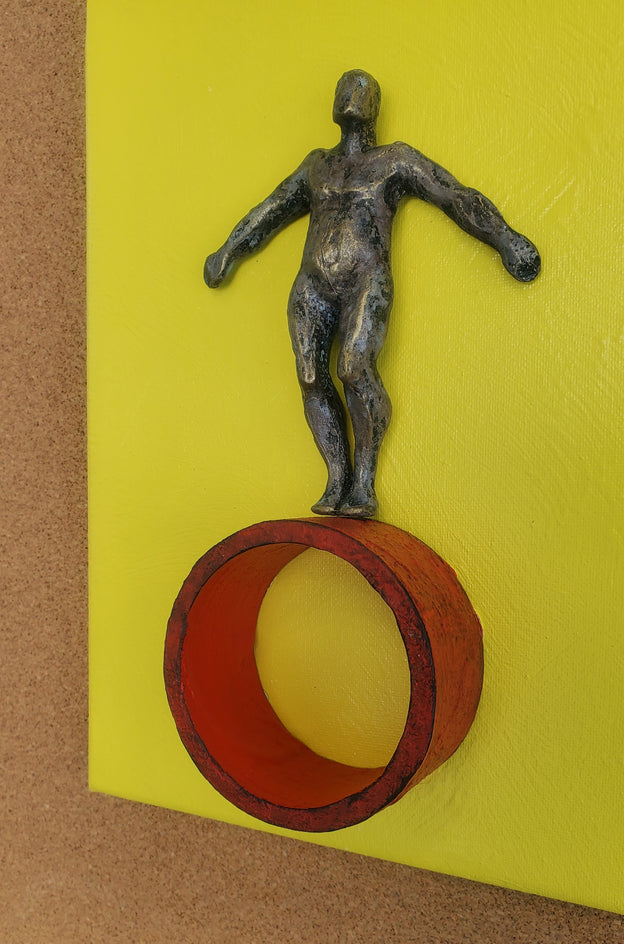 Balance on Yellow, Red. by Yelitza Diaz |  Closeup View of Artwork 