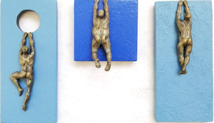 Original art for sale at UGallery.com | Blue Climbers by Yelitza Diaz | $600 | mixed media artwork | 11' h x 19' w | photo 1