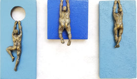 Original art for sale at UGallery.com | Blue Climbers by Yelitza Diaz | $600 | mixed media artwork | 11' h x 19' w | thumbnail 1