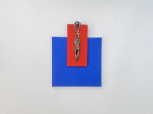 Original art for sale at UGallery.com | Climber on Red N Blue Square. by Yelitza Diaz | $450 | mixed media artwork | 16' h x 12' w | thumbnail 3