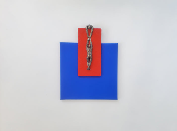 Climber on Red N Blue Square. by Yelitza Diaz |  Context View of Artwork 