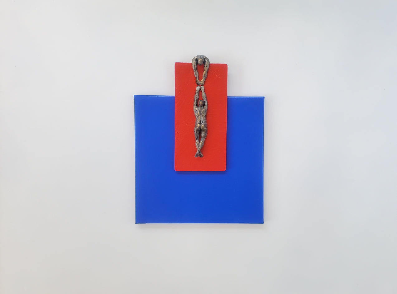 Climber on Red N Blue Square. by Yelitza Diaz |  Context View of Artwork 