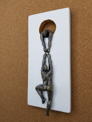 Climbers on White Hanging on the Moon. by Yelitza Diaz |  Side View of Artwork 