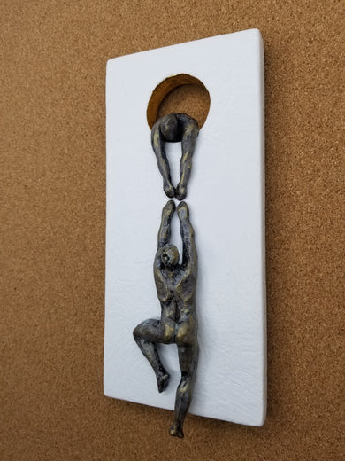 Climbers on White Hanging on the Moon. by Yelitza Diaz |  Side View of Artwork 