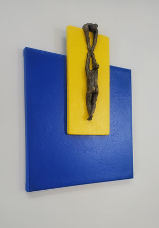 Climbers on Yellow N Blue Square. by Yelitza Diaz |  Side View of Artwork 