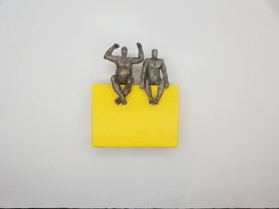 Original art for sale at UGallery.com | Couple on Yellow Rectangle by Yelitza Diaz | $375 | mixed media artwork | 8.5' h x 7' w | photo 3