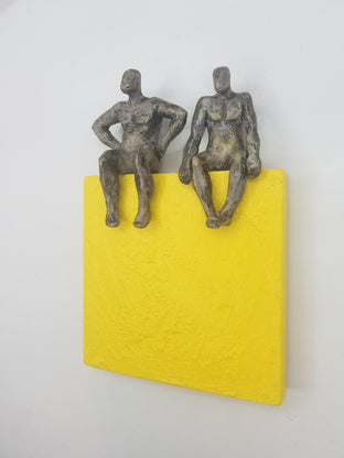 Couple on Yellow Square by Yelitza Diaz |  Side View of Artwork 