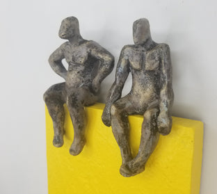 Couple on Yellow Square by Yelitza Diaz |   Closeup View of Artwork 