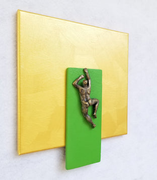 Green Climber on Gold by Yelitza Diaz |  Side View of Artwork 