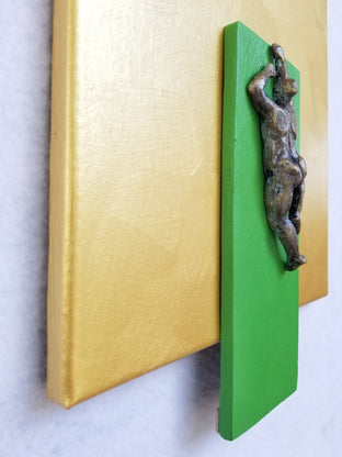 Green Climber on Gold by Yelitza Diaz |   Closeup View of Artwork 