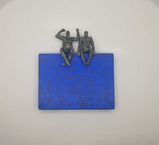 Original art for sale at UGallery.com | Peaceful Couple on Blue Base by Yelitza Diaz | $455 | mixed media artwork | 10' h x 11' w | photo 3