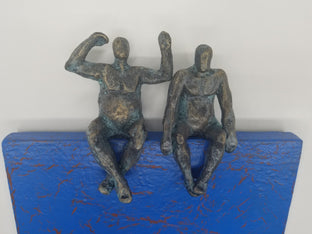 Original art for sale at UGallery.com | Peaceful Couple on Blue Base by Yelitza Diaz | $455 | mixed media artwork | 10' h x 11' w | photo 4
