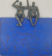 Original art for sale at UGallery.com | Peaceful Couple on Blue Base by Yelitza Diaz | $455 | mixed media artwork | 10' h x 11' w | thumbnail 1