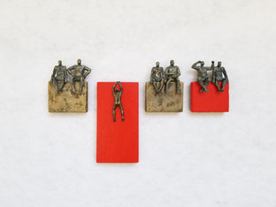 Original art for sale at UGallery.com | Red & Bronze Small Beings by Yelitza Diaz | $975 | mixed media artwork | 12' h x 28' w | photo 3
